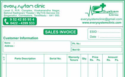 Bills Invoices Receipts Vouchers | Every Media Works | Everentures | Every System Clinic