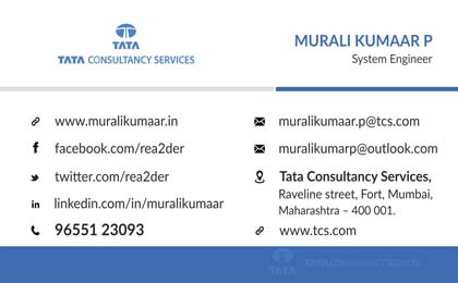 Business Card Design | Portfolio Gallery | Every Media Works | Coimbatore | TamilNadu | India |  Murali Kumaar