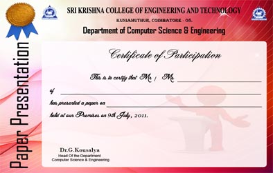 Certificates Design | Every Media Works | Branding & Creative Designing Services | Coimbatore | TamilNadu | India  | Paper Presentation | SKCET